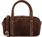 Charm London Sevilla Crossbodytas - Suede - Handtas - Twee Handvaten - Verstelbare en Afneembare Schouderband - Dames - Leer - Schoudertasje - Leren Dames Tas - Bruin