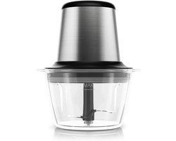 Quvo® Groentesnijder Electrisch - Groentensnijder Multifunctioneel 1000 ML Capiciteit - Groentesnijder Machine - Elektrische Groentesnijder handmatig - Foodprocessor - Uiensnijder – Vleesmolen – Gehaktmolen - Zilver/Zwart - 18cm x 16cm x 22cm