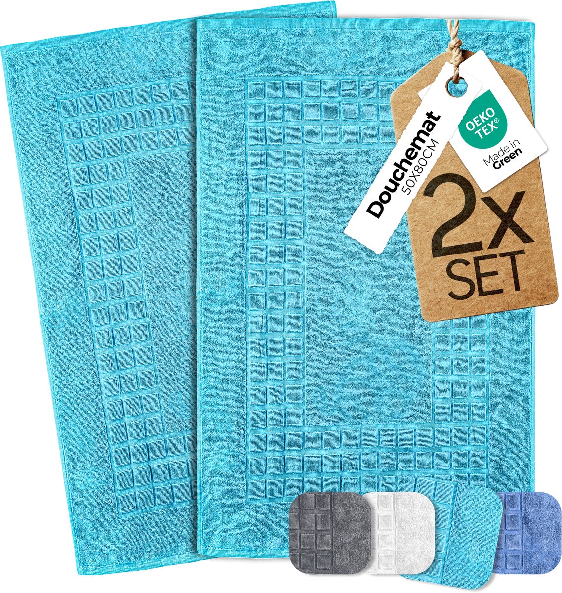 etérea Carli badmat-set Turquoise 50x80 cm Badvorleger 2-delig