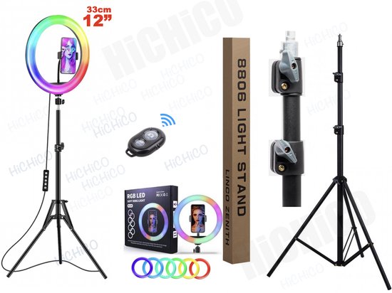HiCHiCO ringlamp 33 cm met statief – bluetooth afstandsbediening