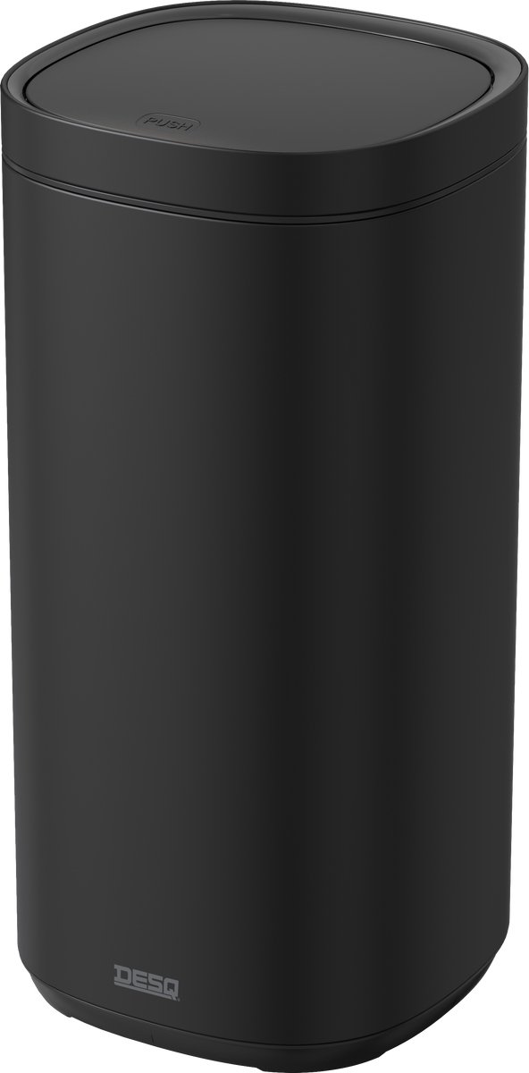 DESQ® Prullenbak 40 liter - Touch afvalbak - Onzichtbare afvalzak bevestigingsring - RVS - Softclose - Dutch Design - Zwart