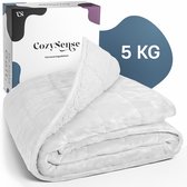 CozySense® Dubbelzijdig Verzwaringsdeken 5kg - 135x200cm - Zwaartedeken met Fluweel & Sherpa Kant - Weighted Blanket met GLASS-Flow® Drukverdeling - Verzwaarde Deken - Wit