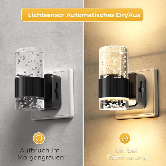 Nachtlampje Stopcontact - Kindernachtlampje LED - Veilig Lopen - Automatische Schemersensor - 12 x 10 x 65 cm - Zwart — afbeelding 3