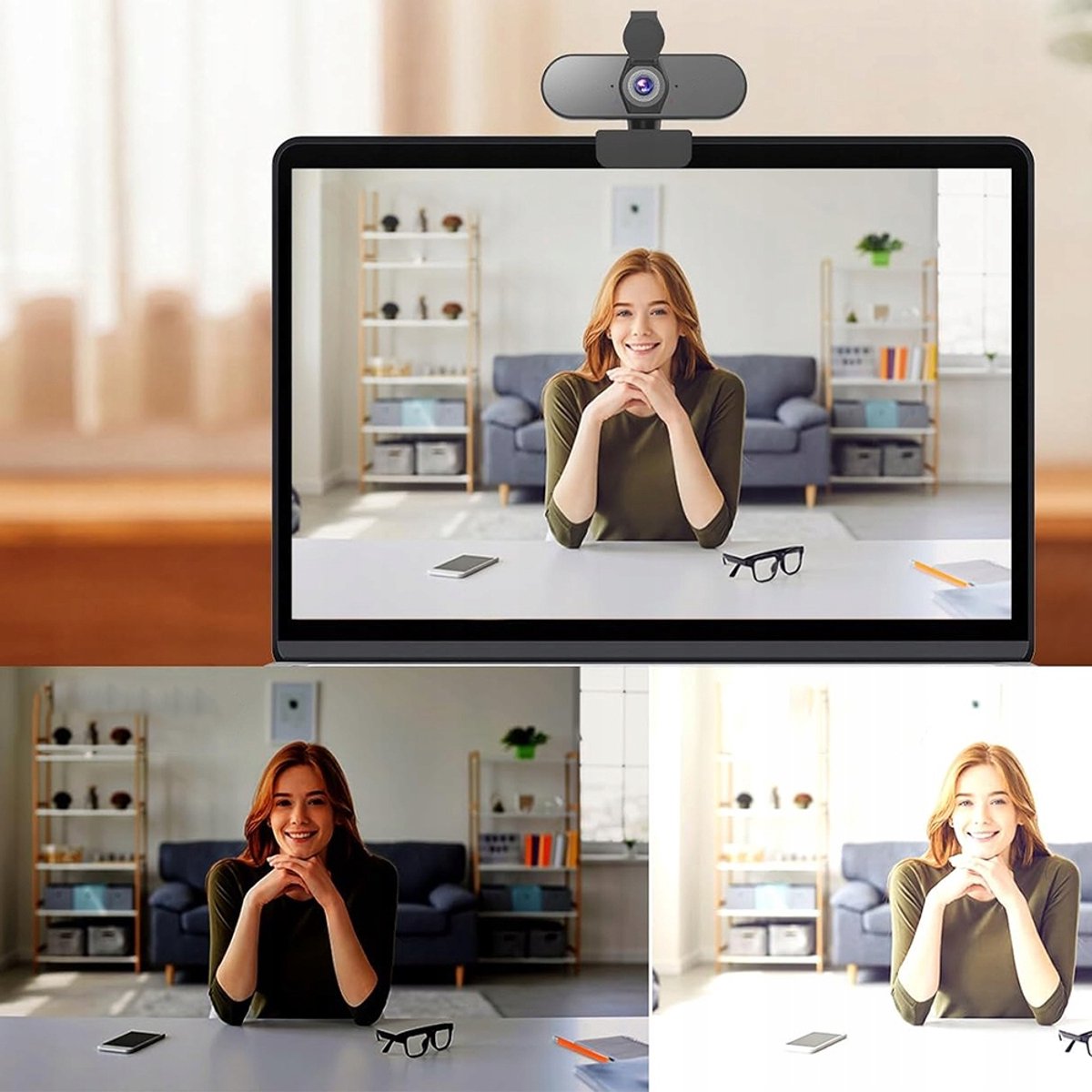 Webcam - 4K Webcam met Autofocus - Zwart 79° Groothoek & Dubbele Microfoon - Heldere Ruisonderdrukking - Anti-spionage - USB Plug & Play thumbnail 3
