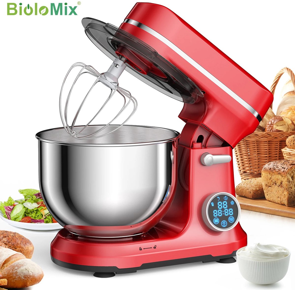 MIAAD Blender - Mixer - Keukenmachine - Met 11 snelheden - 1200W - Geschikt voor zowel lichte mengsels als zwaarder deeg - Kies eenvoudig de juiste snelheid voor kloppen, mixen of kneden