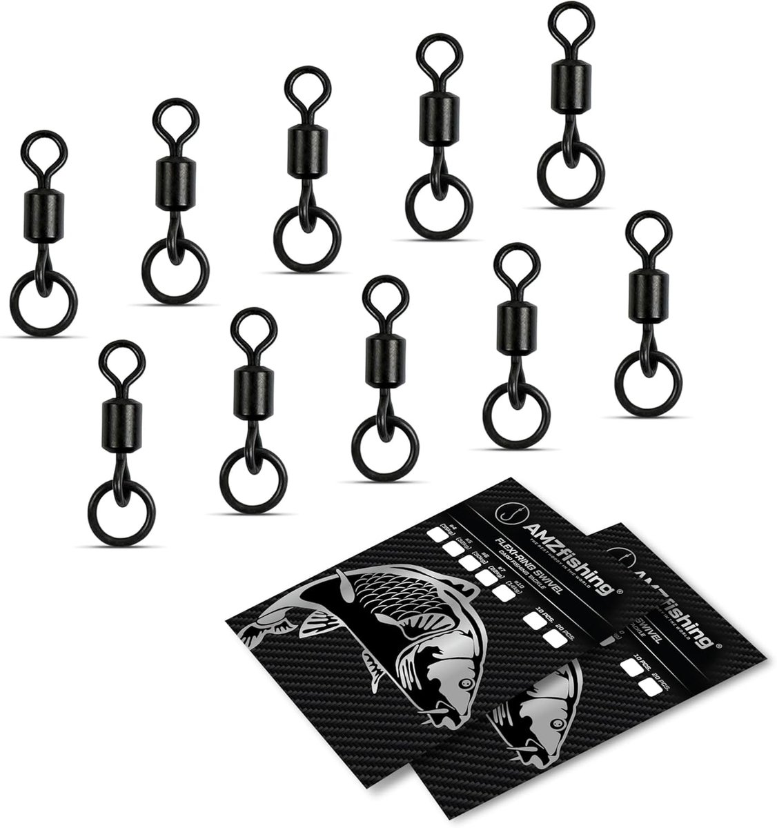 Flexi Ring Swivels - Vis Draaiers - Karper Vissen - Roestvrij Staal - Maat 6 - Zwart