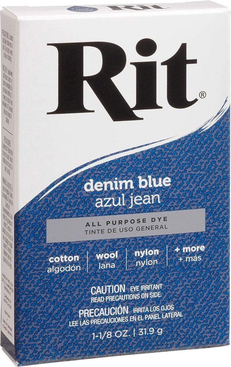 Rit textielverf poeder Denim Blue 31,9g - veelzijdige stofverf.