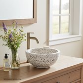 Differnz River Waskom - Ø 23 cm - Terrazzo - Zwart/Wit - Rond - Mediterrane Uitstraling - Composiet van Marmer- en Granietkorrels - Hoogte 12 cm - 2 Jaar Garantie