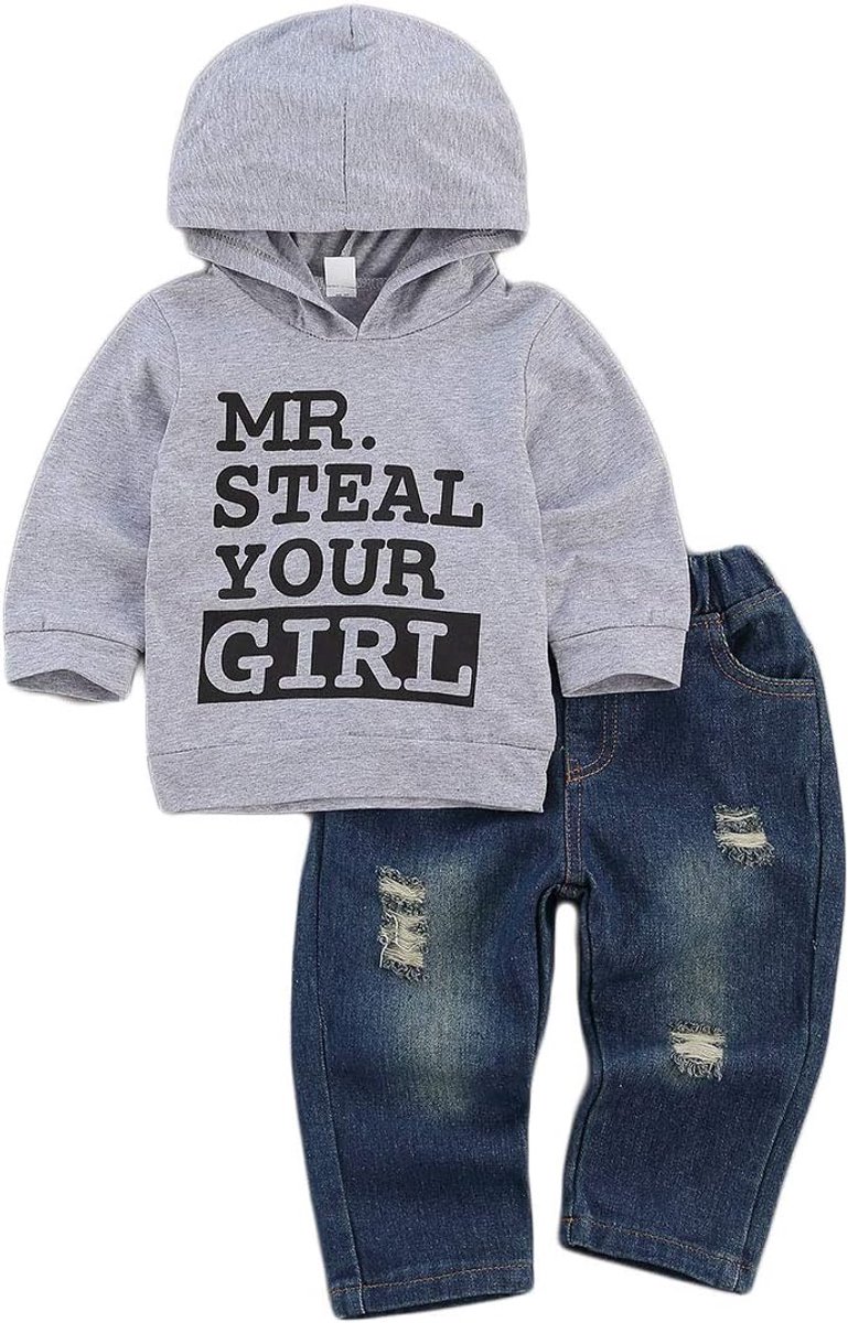 Set Hoodie en Jeans voor Peuter Jongen Herfst Winter Kleding