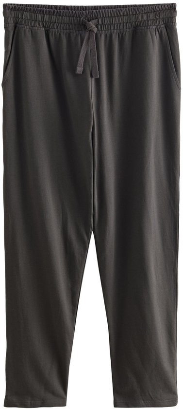 Donkergrijze joggingbroek met trekkoord en steekzakken.