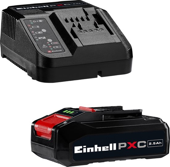 Einhell 18 V/2.5 Ah Power X-Change starter kit – 1x 2.5 Ah Accu en snellader – universeel voor alle Power X-Change machines