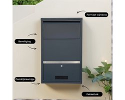 HomeBox - Pakketbox - Pakketbrievenbus - Vrijstaand - Brievenbus Hangend - Antraciet