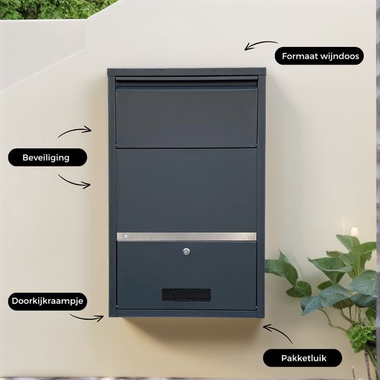 HomeBox - Pakketbox - Pakketbrievenbus - Vrijstaand - Brievenbus Hangend - Antraciet