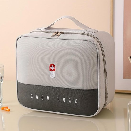 Azalia Luxe Medicijn Organizer - Compacte EHBO Tas (Leeg) - Ideaal voor op Reis & Thuis 25 x 21x 12 cm (Grijs)