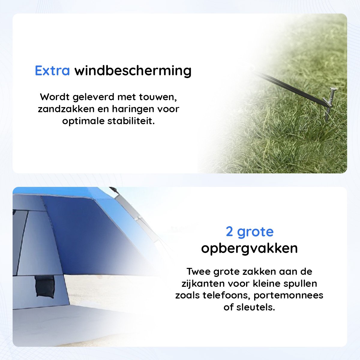 Eastwall Standtent - Pop-up Campingtent - 215 x 215 cm - UV bescherming - 3-4 personen - Tent - Blauw – foto 3