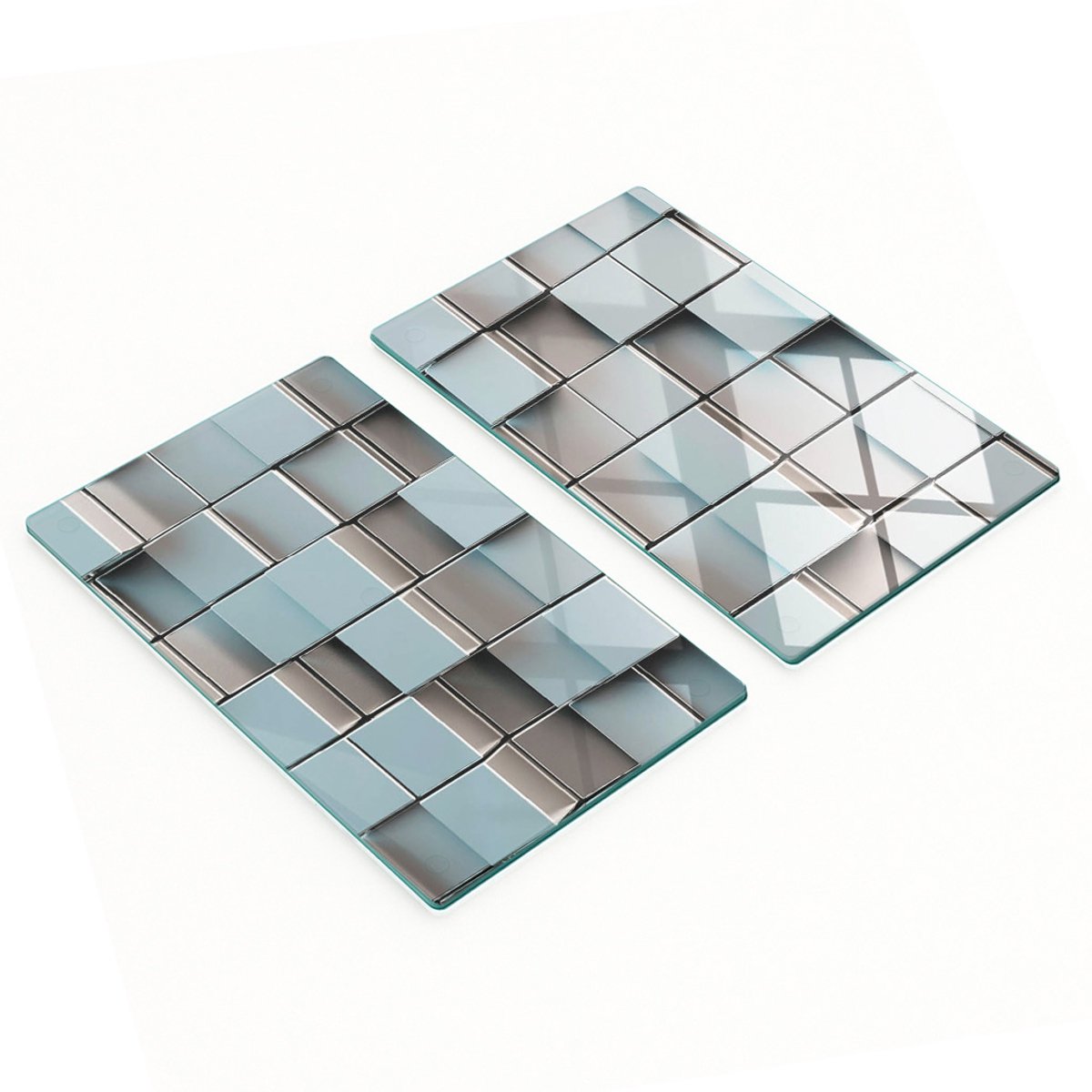 Duurzame en stijlvolle glazen snijplanken met dobbelsteenpatroon, 2x30x52 cm