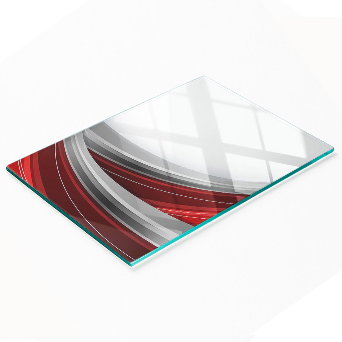 Decoratieve snijplank van gehard glas met golfmotief, 80x52 cm