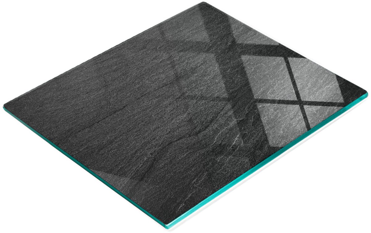 Keukenplank van gehard glas met afbeeldingen, zwart graniet, 60x52 cm