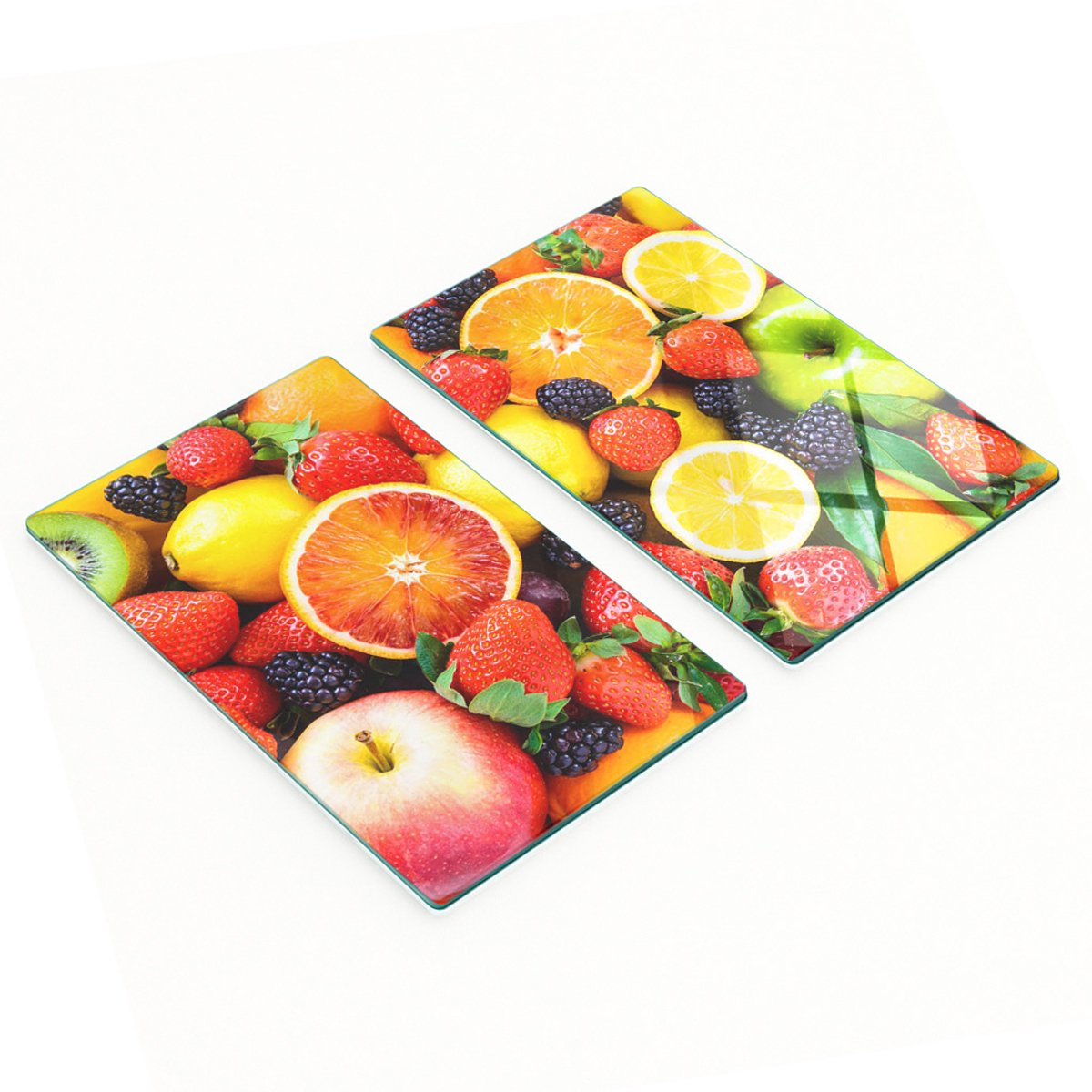 Decoratieve glazen snijplanken voor in de keuken, kleurrijk fruit, 2x30x52 cm