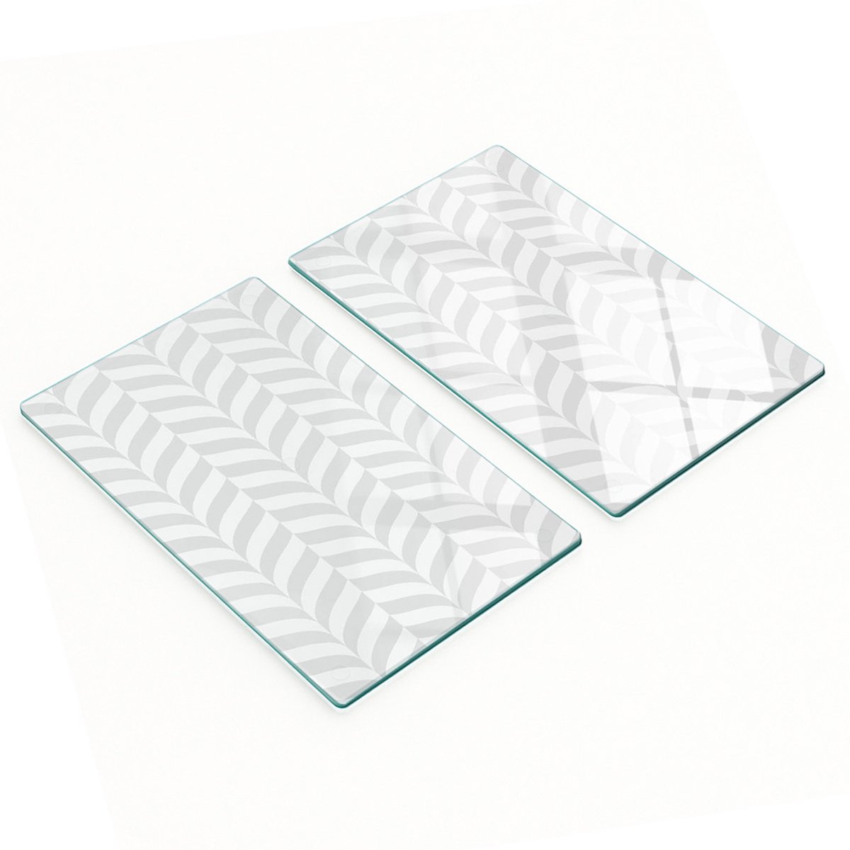 Set van twee glazen snijplanken met geometrische vormen, 2x30x52 cm