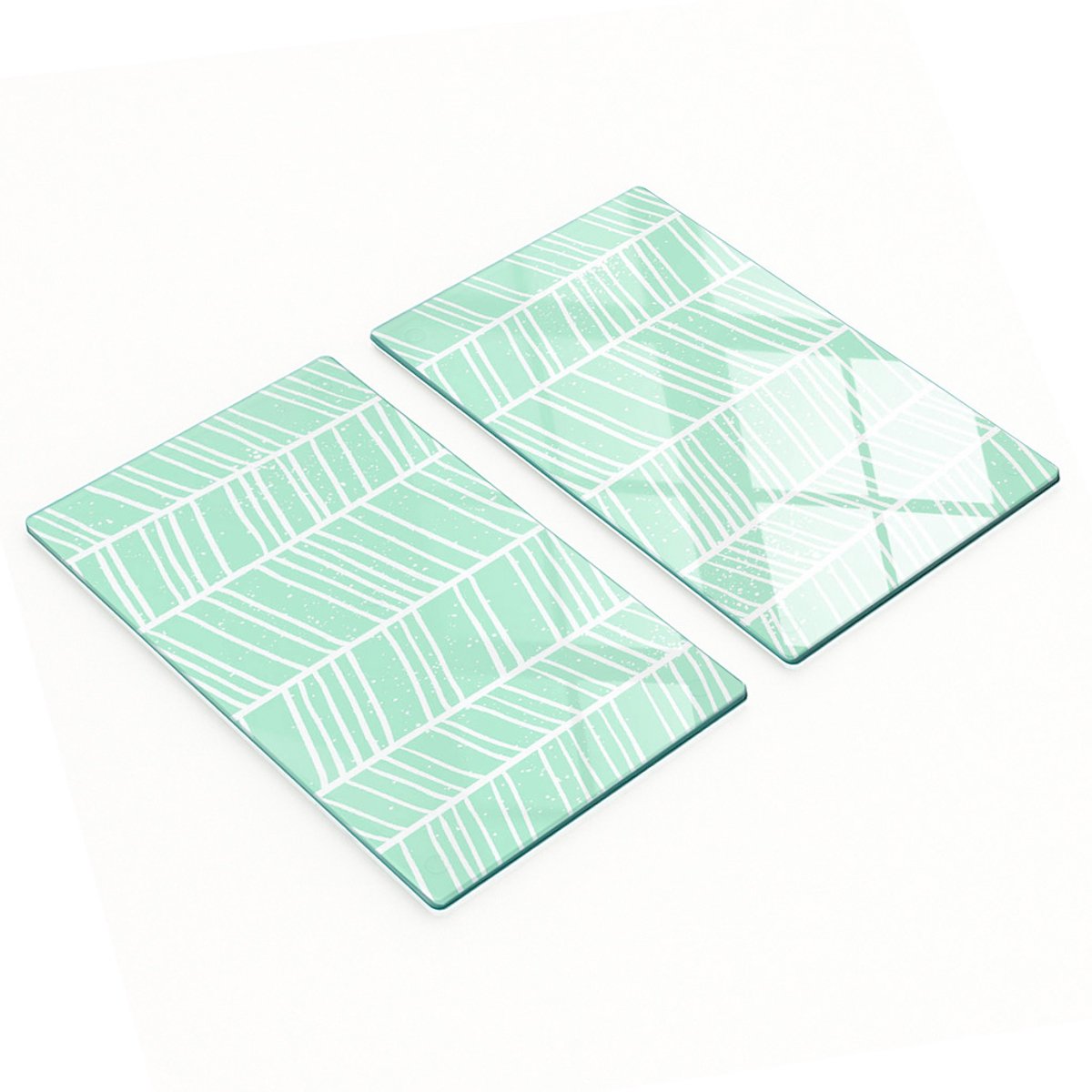 Decoratieve glazen snij- en serveerplanken met visgraatpatroon, 2x30x52 cm