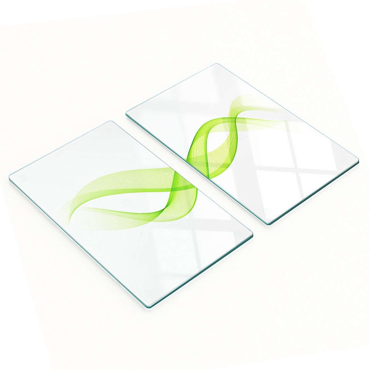Set van twee decoratieve glazen keukenplanken met kleurrijke golven, 2x30x52 cm