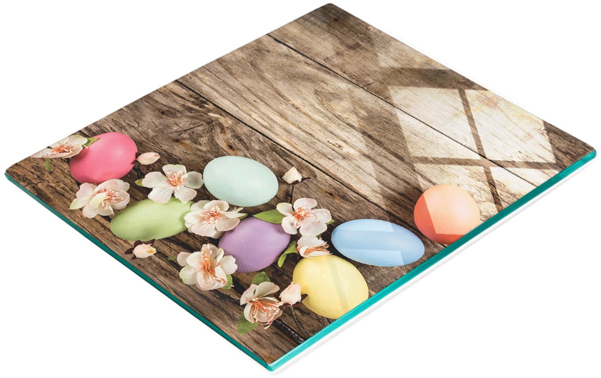 Keuken serveerplank van gehard glas met paasei-afbeeldingen, 60x52 cm