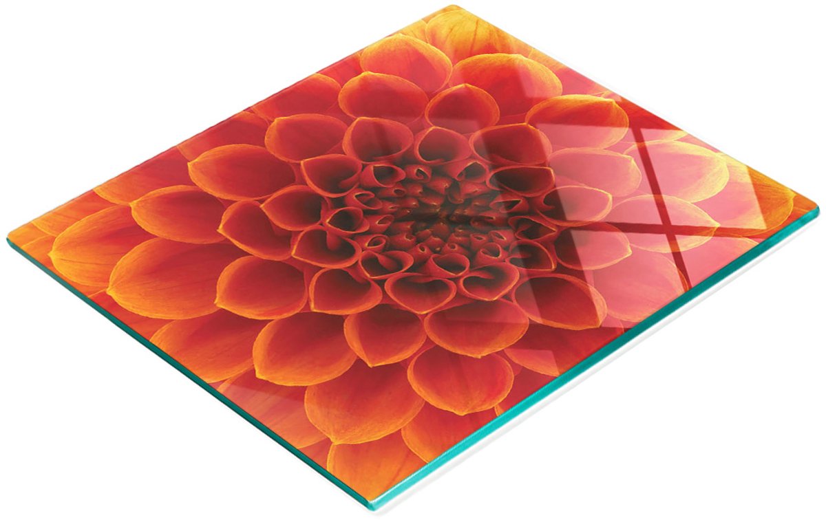 Decoratieve glazen snij- en serveerplank met bloemmotief, 60x52 cm