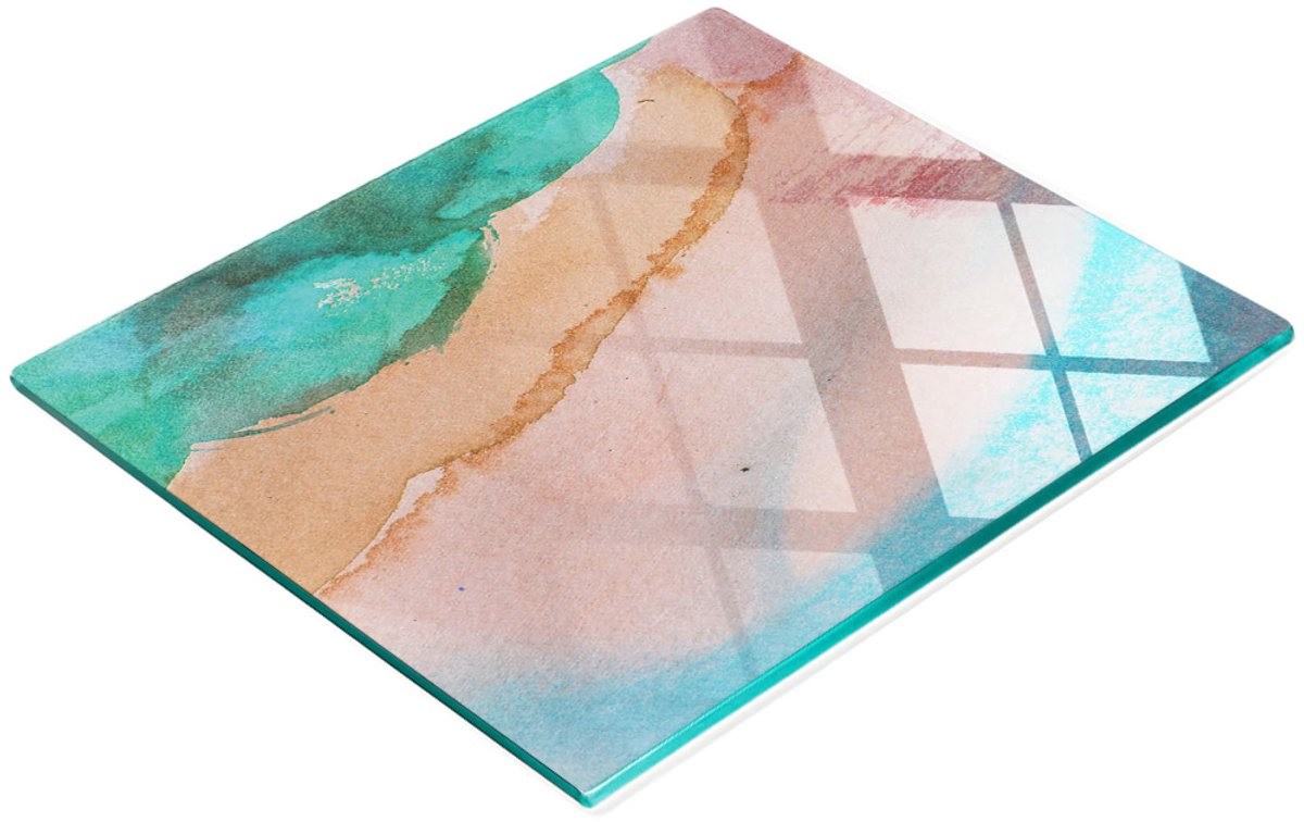 Gehard multifunctioneel decoratief glazen bord met grunge-achtergrond 60x52 cm
