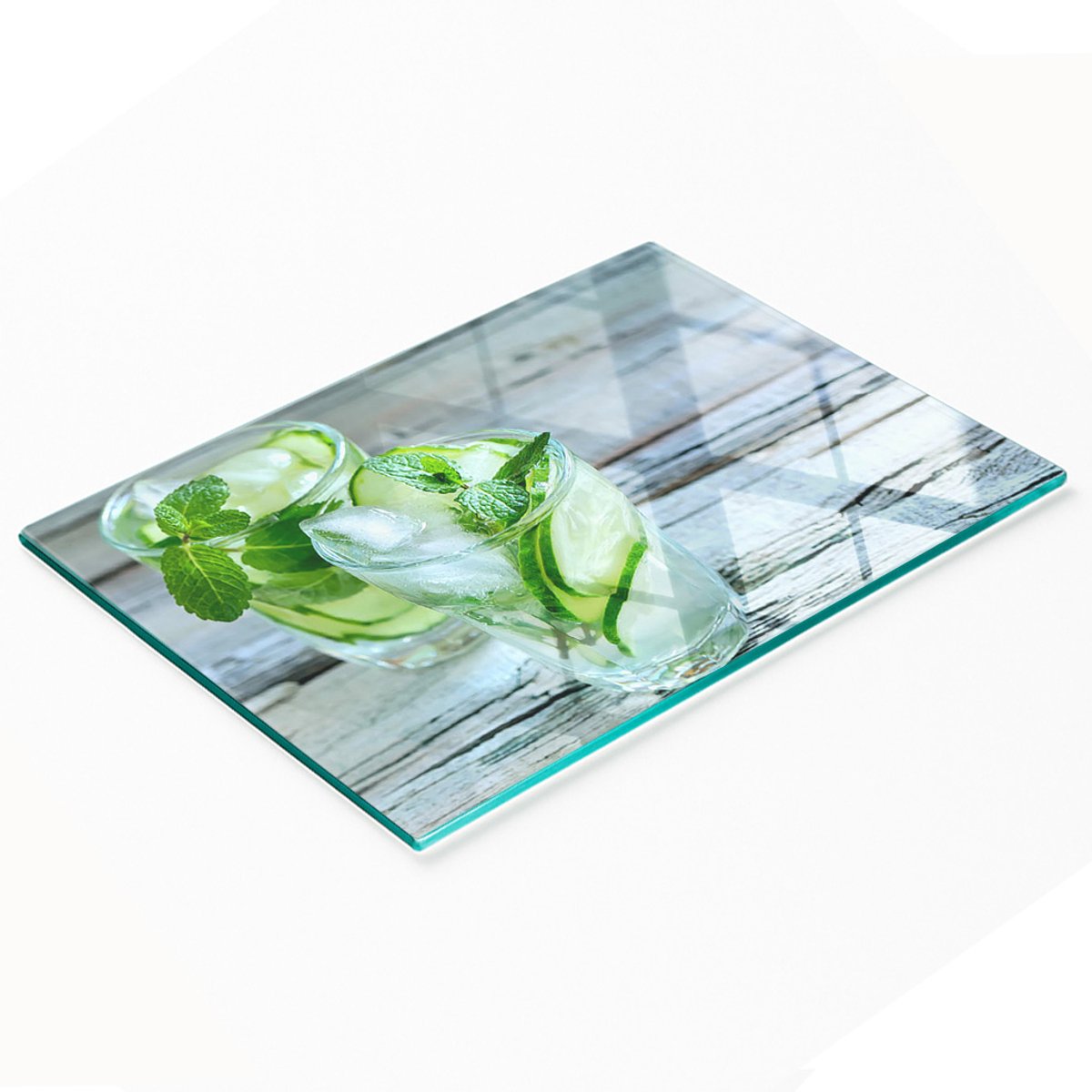 Keukenplank van gehard glas met decoratieve afbeeldingen van waterkomkommers, 80x52 cm