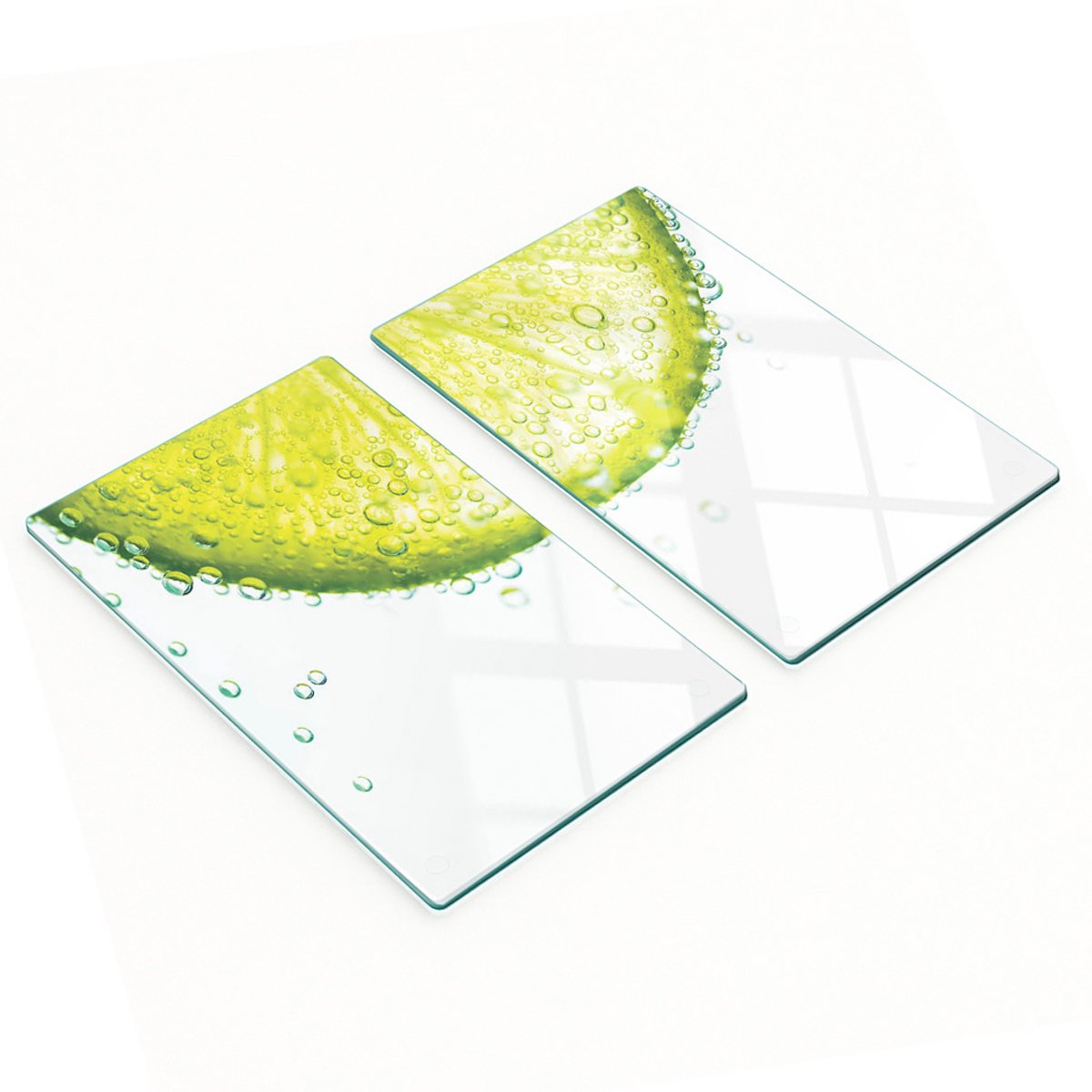 Decoratieve glazen snij- en serveerplanken Lime Water 2x30x52 cm