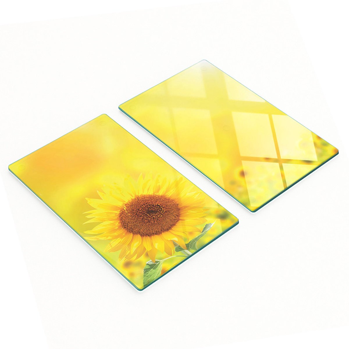 Multifunctionele decoratieve glazen borden met gele zonnebloemen, 2x30x52 cm