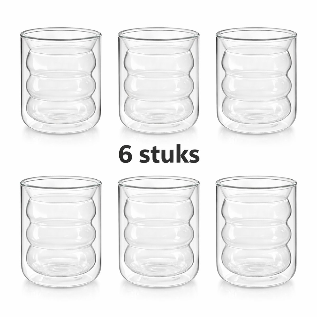 Majestix Dubbelwandige Bubbel Glazen - Set van 6 glazen - 210 ML - Thermisch Isolerend - Matcha glazen - Latte Macchiato - Cappuccino - Espresso - Koffie - Thee