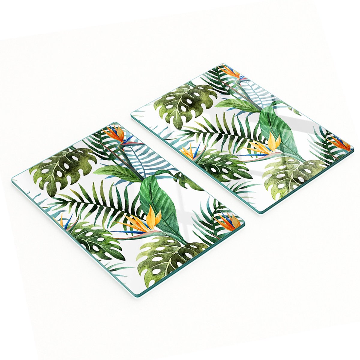 Multifunctionele decoratieve glazen borden met tropische bloemen, 2x40x52 cm