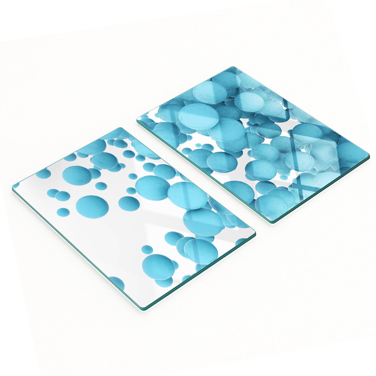 Decoratieve glazen snij- en serveerplanken met abstracte bollen, 2x40x52 cm