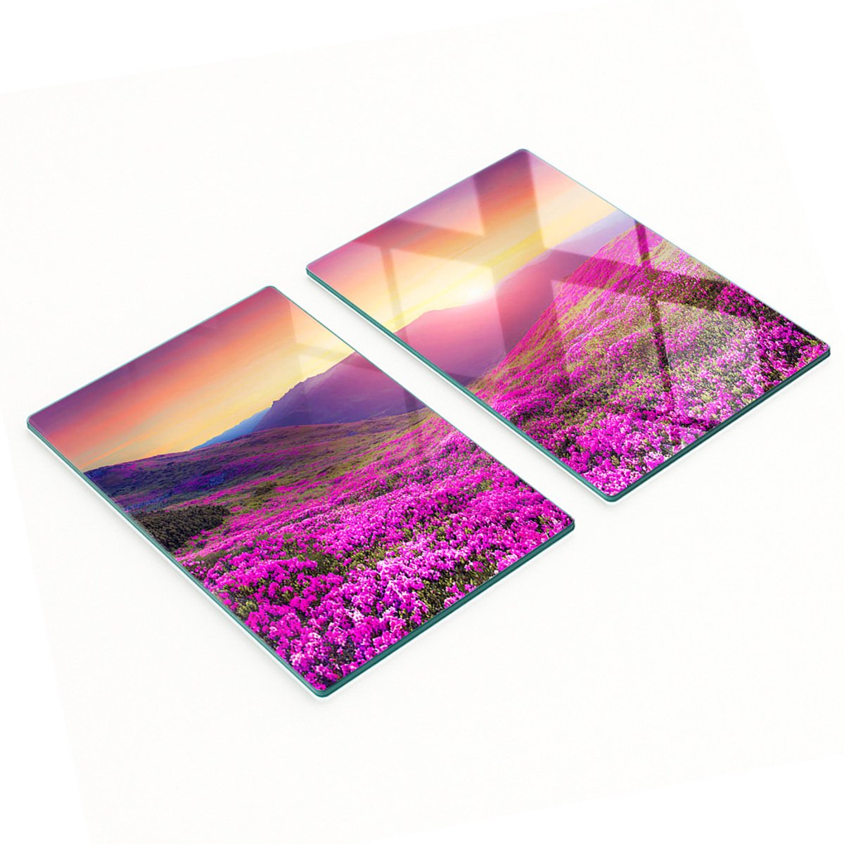 Glazen snijplanken met roze heuvelmotief, 2x40x52 cm