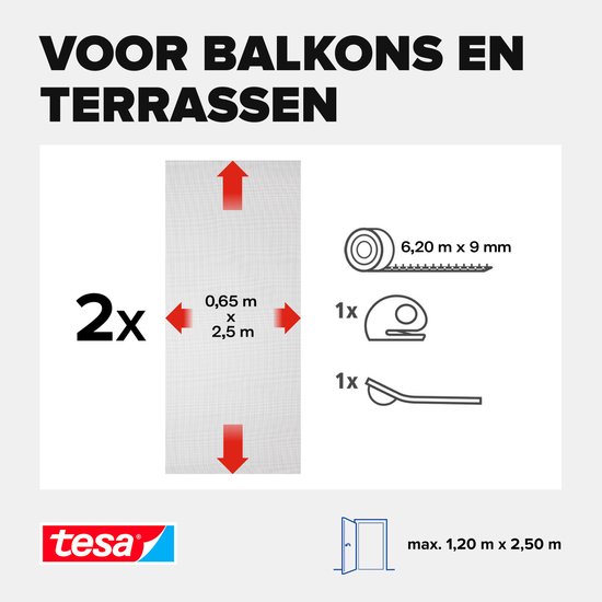 tesa INSECT STOP H&L Fly Screen Premium for Doors - hor voor deur met klittenband, verwijderbaar, antraciet - 120 x 250 cm van Tesa — afbeelding 4