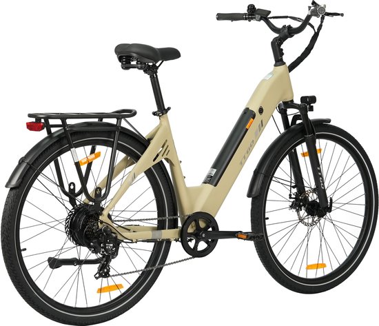 Elektrische Stadsfiets TTGO C3 SE - 250W Motor - 36V 18Ah Accu - 28 Inch - Bereik tot 120km - Shimano 7-Snelheden - Max 25km/u - Beige