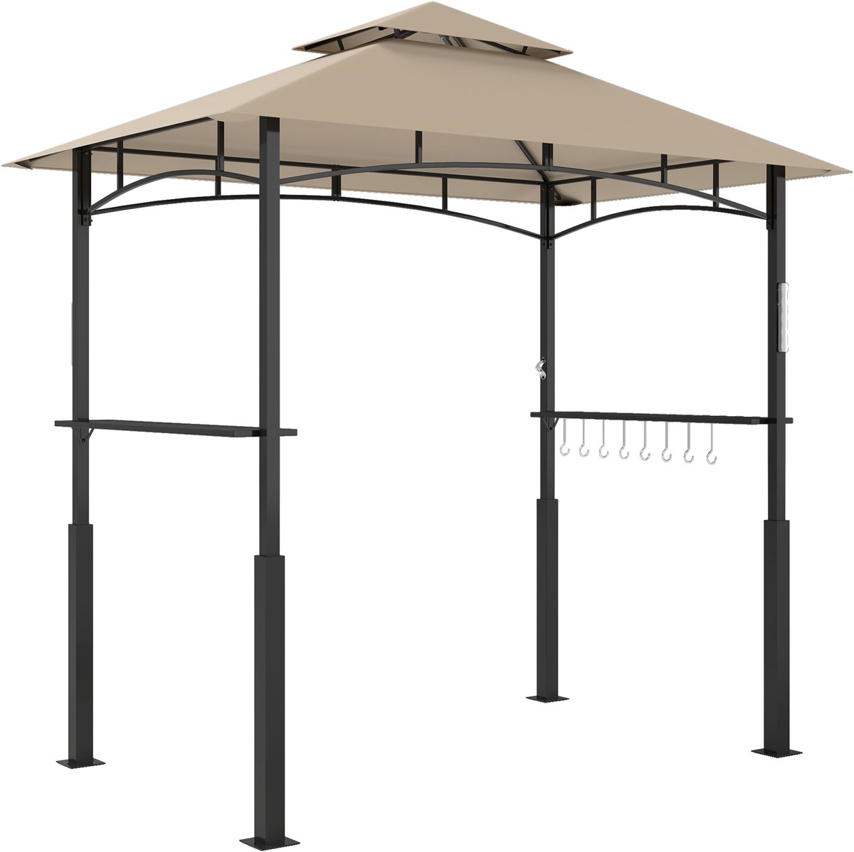 Outsunny Grill Gazebo - Metaal - 243x148x248cm - Khaki