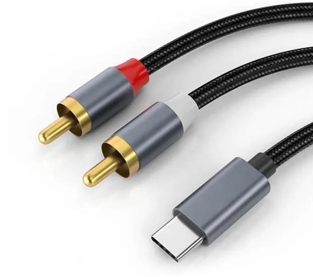 USB-C Naar RCA Kabel - Stereo Audio Kabel - 120 cm - Voor Mobiele Telefoon En Tablet - Grijs