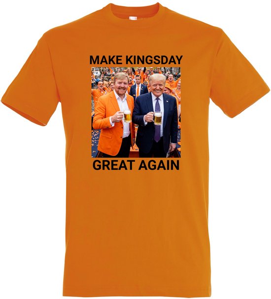 Make Kingsday Great Again T-shirt - Oranje - Oranje shirt - Koningsdag - Koningsdag Outfit - Koningsdag Kleding - Heren - Dames - Unisex - Oranje Kleding - Maat XXL