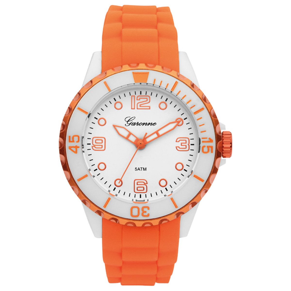 Garonne Sportief Kinderhorloge Oranje Silicone Wit Kunststof - 5ATM - 36mm