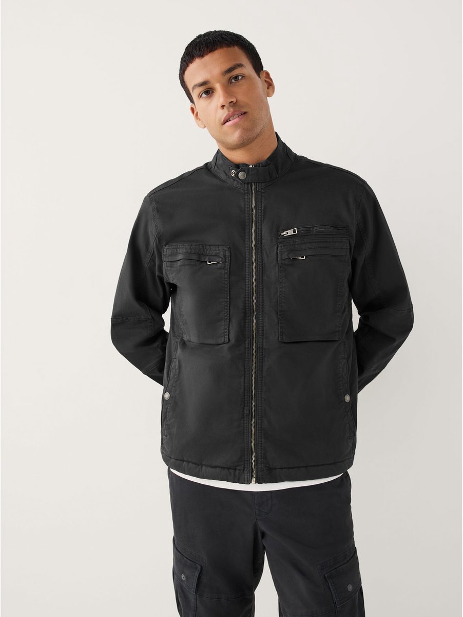 Next - Heren - Borg Lined Zip Through Funnel Jacket - Zwart