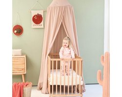 Nougat Hemeltje voor Kinderkamer | Klamboe voor Wieg, Bed & Speelkamer | Hemel Sluier voor Babybed | Rond Hemelbed voor Baby