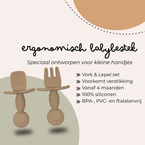 Jikkies® - Siliconen Kinderbestek Set - Baby Bestek - Lepel & Vork - Olijf Groen - Veilig - Duurzaam - Kindvriendelijk - 100% Siliconen - Vaatwasserbestendig - Magnetronbestendig - Oefenbestek - Ergonomisch Bestek van Jikkies — afbeelding 2