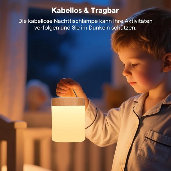 Set van 2 Oplaadbare Draadloze Nachtlampjes met Touch-Bediening en Dimbare Warm Licht van Merkloos — afbeelding 5