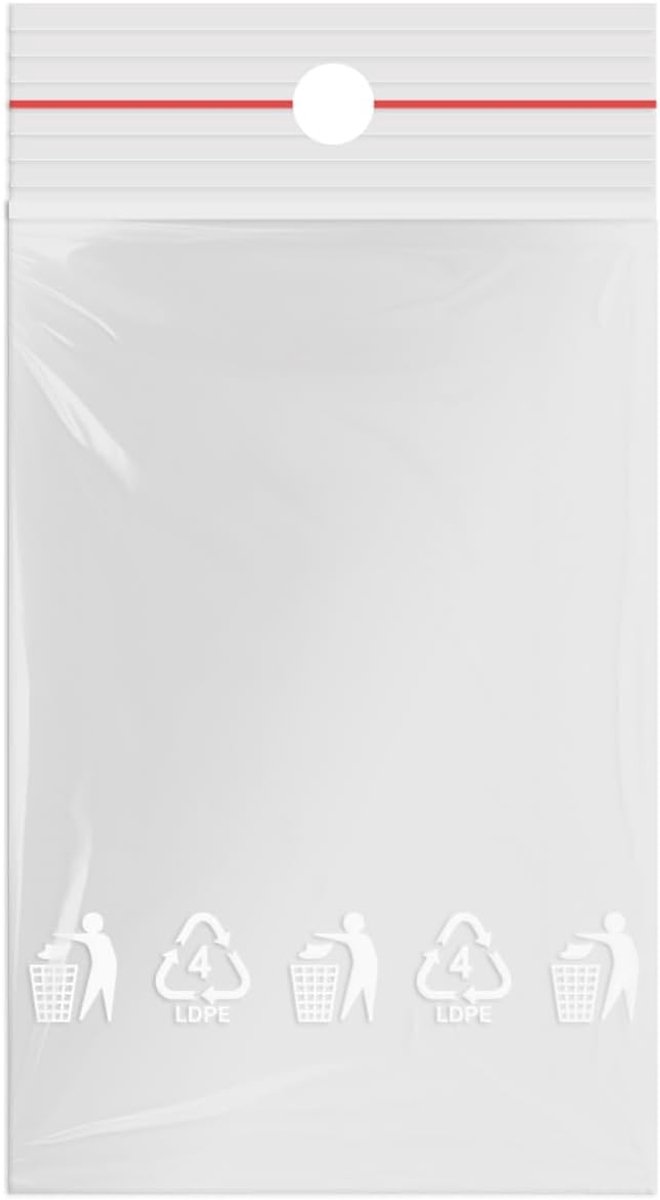 Drukstripzakjes LDPE - 40x60 mm - Hersluitbare Opbergzakjes