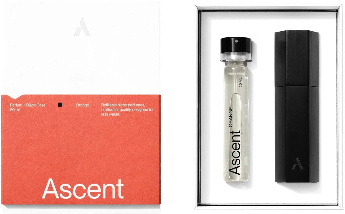 Ascent Orange Starterspakket - Parfum Voor Dames en Heren - Eau De Toilette Homme – Parfumolie - Geurset – Parfumset - Geschenkset Vrouwen en Mannen - Geurtjes Vernevelaar - Luchtjes - 20ml - Vegan - Organische Basis - Incl. Zwarte Houder