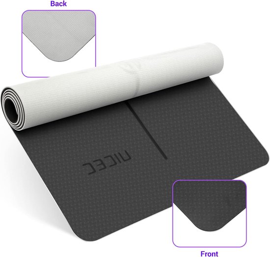 Antislip Yogamat van ¼ inch Dikte met Uitlijningslijnen - Ideaal voor Yoga en Fitness — afbeelding 2