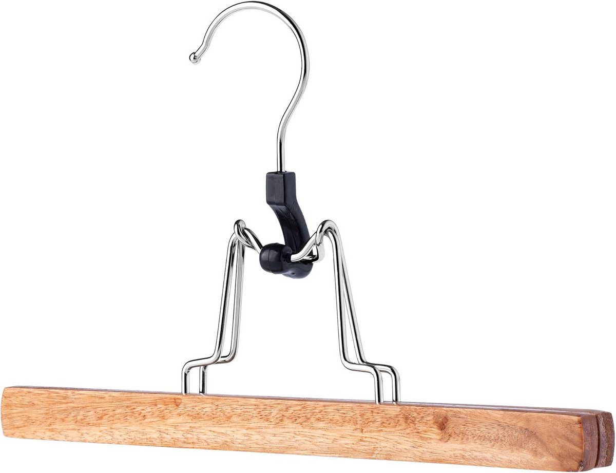 Houten Kledinghanger met Clips voor Broeken en Rokken - Ruimtebesparend en Antislip